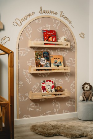 Zestaw naklejka łuk z drewnianą ramką i półkami