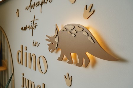 lampka nocna dinozaur ze sklejki – Triceratops z podświetleniem LED