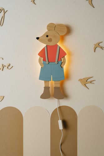 Przejdź do produktu Drewniana lampka ścienna mysiorek 