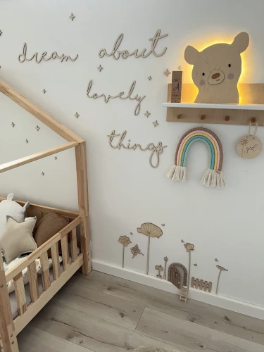 Przejdź do produktu Miś niedźwiadek drewniana lampka do pokoju dziecięcego 