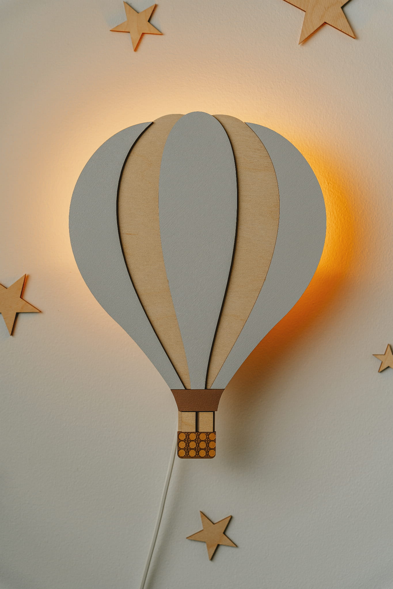 Balon wzór 2 drewniana lampka nocna do pokoju dziecięcego